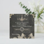 カップルシャワーパリシャルボードヴィンテージタイポグラフィ 招待状 (スタンド正面)