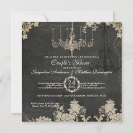 カップルシャワーパリシャルボードヴィンテージタイポグラフィ 招待状