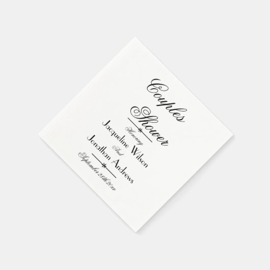 カップルシャワーパーティーエレガントスクリプトホワイト紙 スタンダードカクテルナプキン (角)