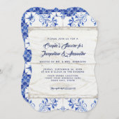 カップルシャワーファームハウスネイビークラフトウッド素朴 招待状 (正面/裏面)