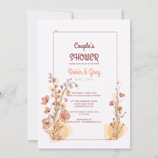 カップルシャワーフレーム招待状 招待状 (正面)