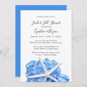 カップルシャワーブルーアジアンサスタフィッシュ招待状 (正面/裏面)