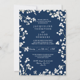 カップルシャワーベビーズブレスフラワーリース 素朴 招待状