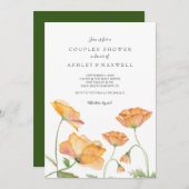 カップルシャワーポピー水彩花模様 招待状 (正面/裏面)