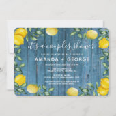 カップルシャワーレモンとブルーウッド招待状 招待状 (正面)