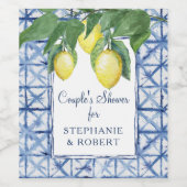 カップルシャワーレモン水彩 シボリ ワインラベル (シングルラベル)