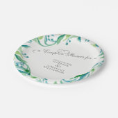 カップルシャワーローレルリーフリースオリーブ水彩 ペーパープレート (アングル)