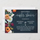 カップルシャワーワインネイビーブルゴーニュブライダル結婚ズ 招待状 (正面)