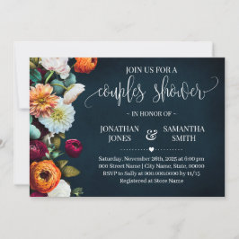 カップルシャワーワインネイビーブルゴーニュブライダル結婚ズ 招待状