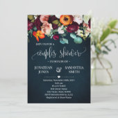 カップルシャワーワインブルゴーニュ花ネイビー結婚ズ 招待状 (スタンド正面)