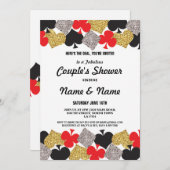 カップルシャワー婚約ラスベガスカジノパーティー 招待状 (正面/裏面)