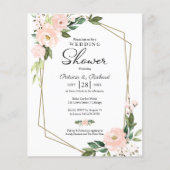 カップルシャワー幾何学フローラ予算招待状 (正面)