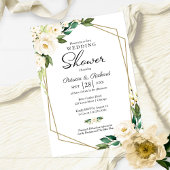 カップルシャワー幾何学的フローラ緑 招待状