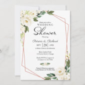 カップルシャワー幾何学的フローラ緑 招待状 (正面)