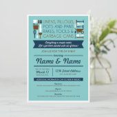 カップルシャワー招待状(のまわりに家への贈り物) 招待状 (スタンド正面)