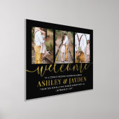 カップルシャワー歓迎フォトコラージブラック&実在 箔ポスター (レイダウン)