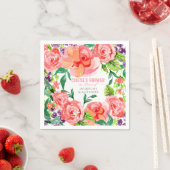 カップルシャワー水カラーモダンピンクフローラバラ スタンダードカクテルナプキン (インサイチュ)