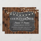カップルシャワー素朴ウッドチョーク婚約招待状 招待状 (正面/裏面)