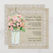 カップルシャワー素朴カントリーメイソンジャーバラ 招待状 (正面/裏面)