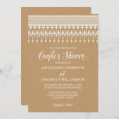 カップルシャワー素朴ヴィンテージレースタイポグラフィ 招待状 (正面/裏面)