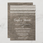 カップルシャワー素朴木製ボードレースタイポグラフィ 招待状 (正面/裏面)