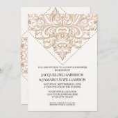 カップルシャワー素朴木製ボードレースタイポグラフィ 招待状 (正面/裏面)