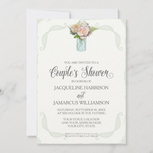 カップルシャワー素朴木製ボードレースタイポグラフィ 招待状 (正面)