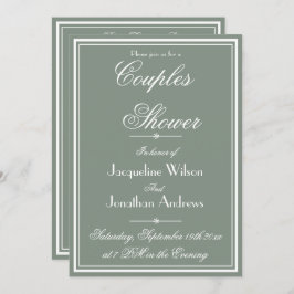カップルシャワー　セージグリーン　シンプル　ラスティック　名前　RSVP 招待状