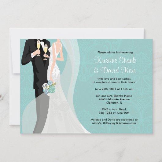 カップルシャワー - バージョン1 招待状 (正面)