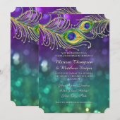 カップルシャワー ペコンコインのジュエリー フラワーフェザー 招待状 (正面/裏面)