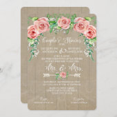 カップルシャワー ボーホー フラワークラウン ベイビーズブレス バーン 招待状 (正面/裏面)