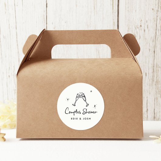 カップルシャワー モダン ナチュラル エレガント 手書き ラウンドシール