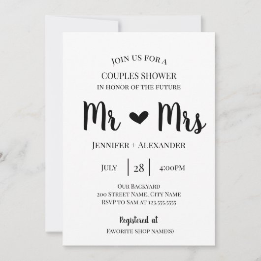 カップルシャワー 招待状 (正面)