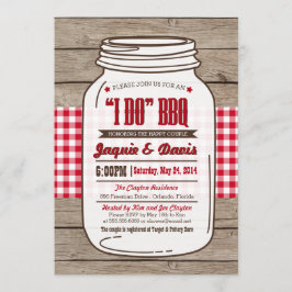 カップルシャワーBBQ招待状をMason Jar on wood 招待状