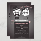 カップルスカルカスタムアダルトハローウィンパーティ 招待状 (正面/裏面)