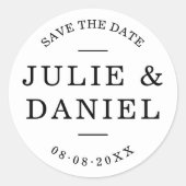 カップルスタイリッシュが日付を保存する ラウンドシール (正面)