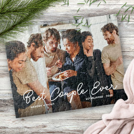 カップルスタイリッシュフォトスクリプトタイポグラフィコラージュ ジグソーパズル