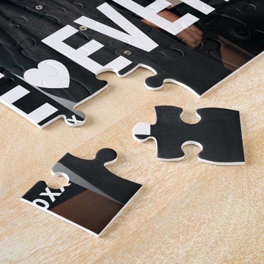 カップルスタイリッシュフォトスクリプトタイポグラフィコラージュ ジグソーパズル (側面)