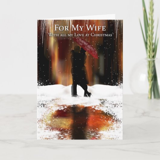 カップルスタイリッシュ付き妻クリスマスホリデーカード シーズンカード (正面)