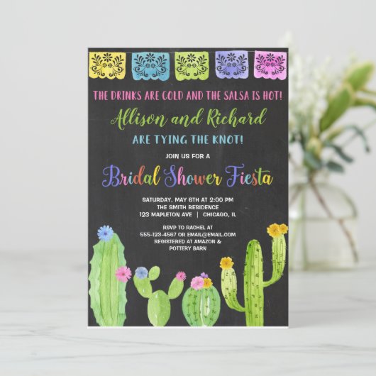 カップルスフィエスタブライダルシャワーサボテン 招待状 (スタンド正面)