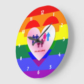 カップルズインサイドザオールラブプライドハート ラージ壁時計 (傾斜)