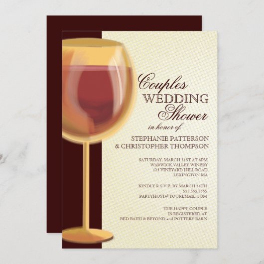カップルズウェディングシャワーエイジッドワインテーマド招待状 招待状 (正面/裏面)