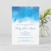 カップルズウェディングシャワーサマーブルーウォーターカラー 招待状 (スタンド正面)