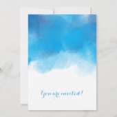 カップルズウェディングシャワーサマーブルーウォーターカラー 招待状 (裏面)