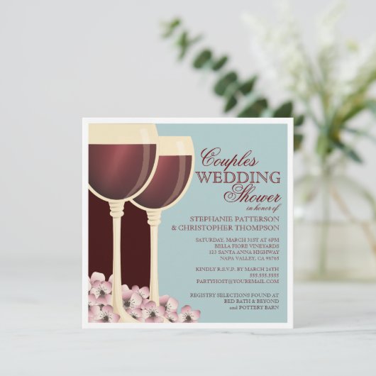 カップルズウェディングシャワーワインテーマド招待状 招待状 (スタンド正面)