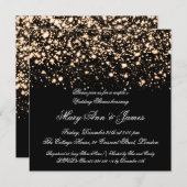 カップルズウェディングシャワー金ゴールドミッドナイトグラム 招待状 (正面/裏面)