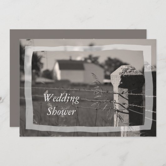 カップルズカントリーファームウェディングシャワー 招待状 (正面/裏面)