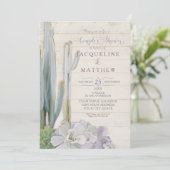 カップルズシャワーデザートサボテンサククレントウッドアート 招待状 (スタンド正面)