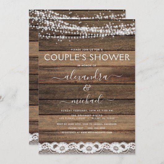 カップルズシャワーファームハ素朴ウス招待状 招待状 (正面/裏面)