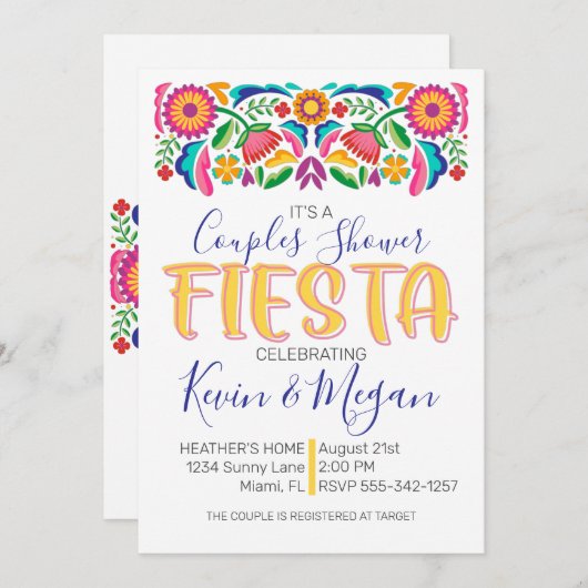 カップルズシャワーフェスタお祝いブライダルシャワー 招待状 (正面/裏面)